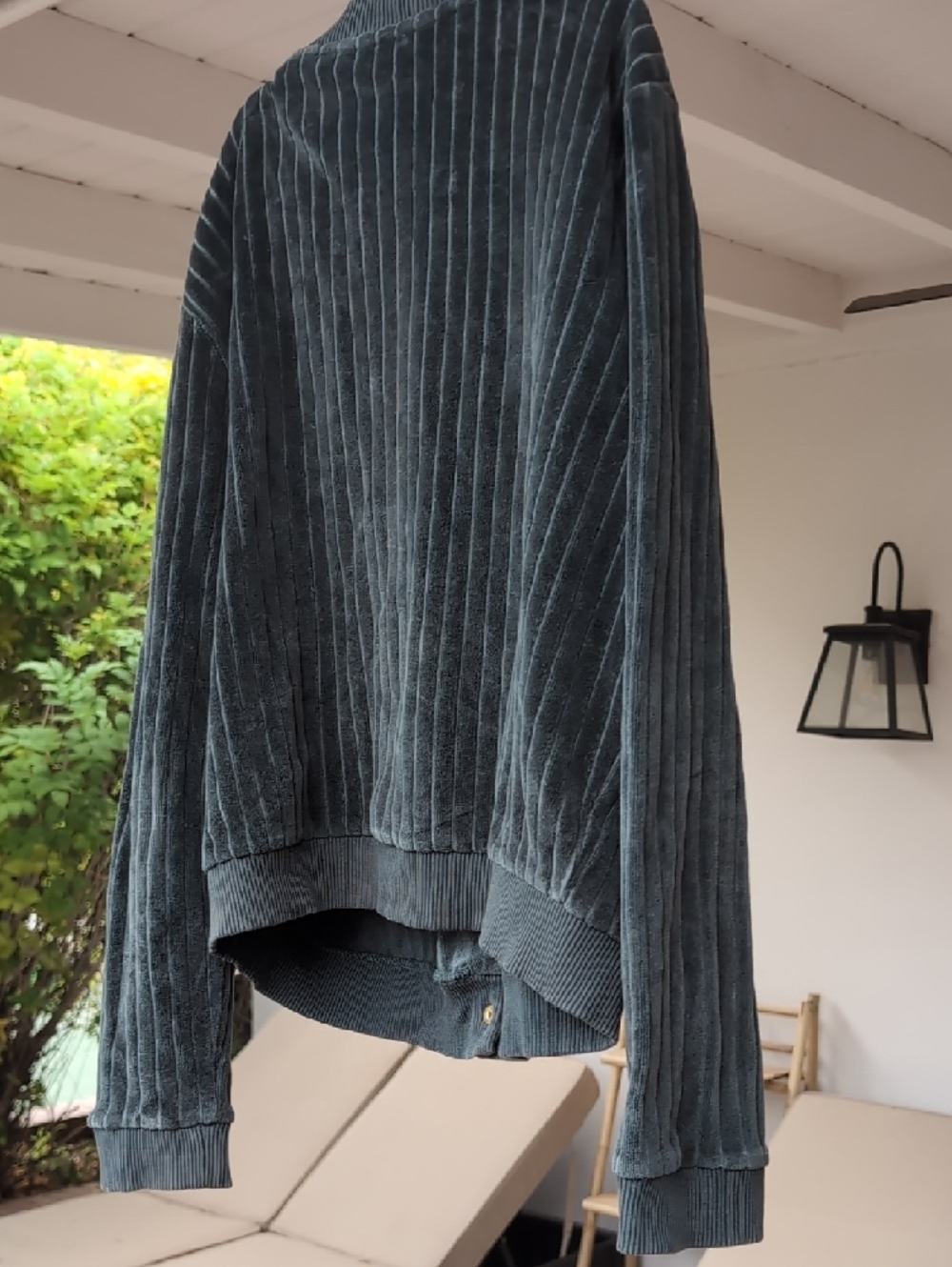 Sezane Dark Green Velvet Button-Front Iris Jacket in Sage 100% Organic Cotton - Picture 13 of 15